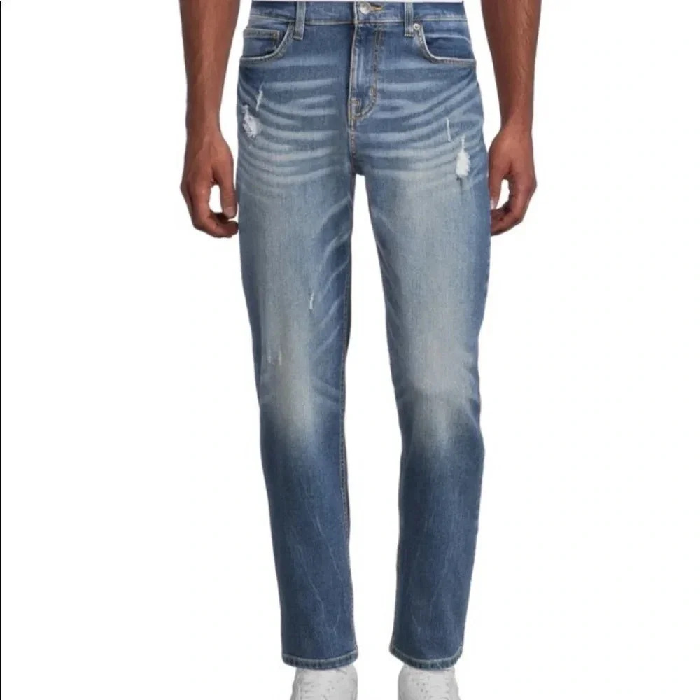 NEW MENS NO BOUNDARIES SLIM FIT STRAIGHT BLUE STRETCH JEANS PANTS MEDIUM WASH